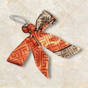 Orange and Brown Patterned Hair Tie